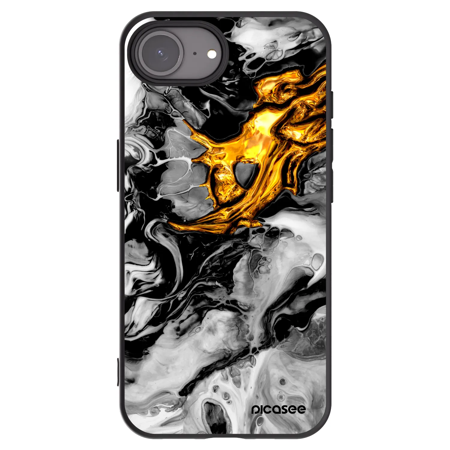 Picasee crna silikonska maskica za Apple iPhone 17e - Black Gold 2