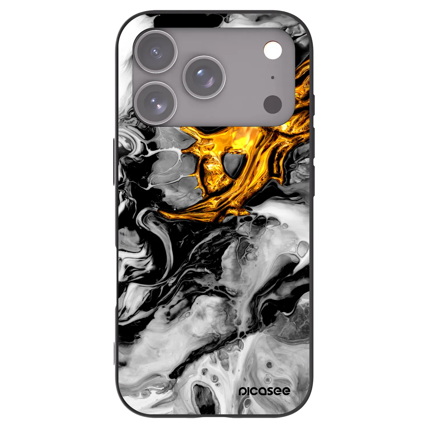 Picasee crna silikonska maskica za Apple iPhone 18 Pro - Black Gold 2