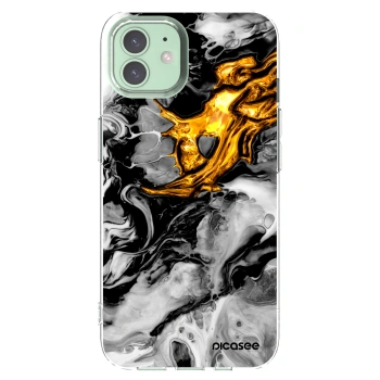 Picasee silikonska prozirna maskica za Apple iPhone 12 - Black Gold 2