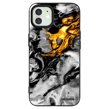 Picasee crna silikonska maskica za Apple iPhone 12 Pro - Black Gold 2