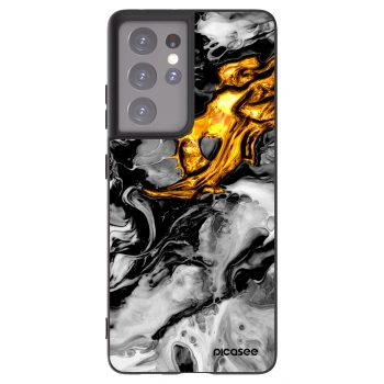 Picasee crna silikonska maskica za Samsung Galaxy S21 Ultra 5G G998B - Black Gold 2