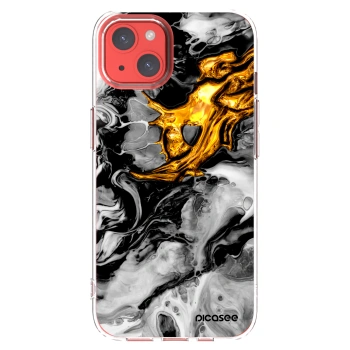 Picasee silikonska prozirna maskica za Apple iPhone 13 - Black Gold 2