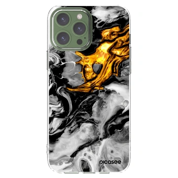Picasee silikonska prozirna maskica za Apple iPhone 13 Pro Max - Black Gold 2