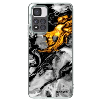 Picasee silikonska prozirna maskica za Xiaomi Redmi Note 11 Pro+ 5G - Black Gold 2