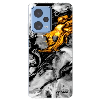 Picasee silikonska prozirna maskica za Xiaomi Redmi Note 12 Pro 5G - Black Gold 2