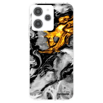 Picasee silikonska prozirna maskica za Xiaomi Redmi 12 4G - Black Gold 2