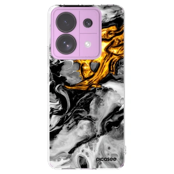Picasee silikonska prozirna maskica za Xiaomi Redmi Note 13 Pro 5G - Black Gold 2