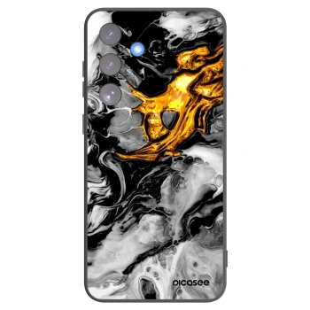Picasee crna silikonska maskica za Samsung Galaxy S25 FE 5G - Black Gold 2
