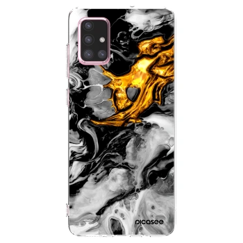 Picasee silikonska prozirna maskica za Samsung Galaxy A71 A715F - Black Gold 2