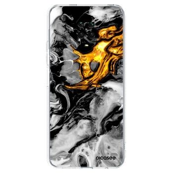 Picasee silikonska prozirna maskica za Xiaomi Redmi Note 9 Pro - Black Gold 2