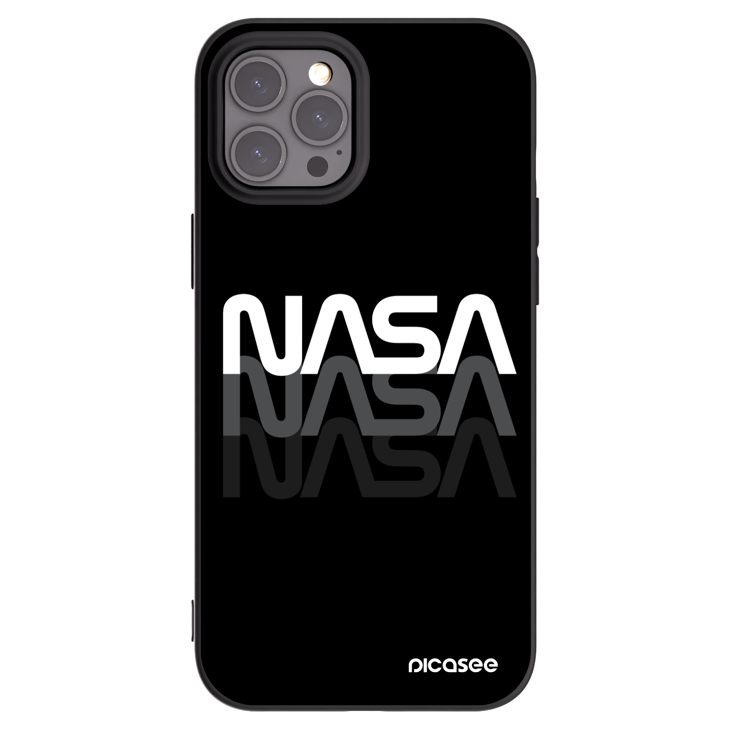 Picasee crna silikonska maskica za Apple iPhone 12 Pro Max - NASA Triple