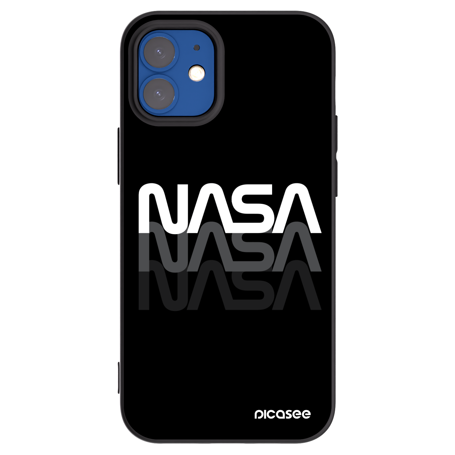 Picasee crna silikonska maskica za Apple iPhone 12 mini - NASA Triple