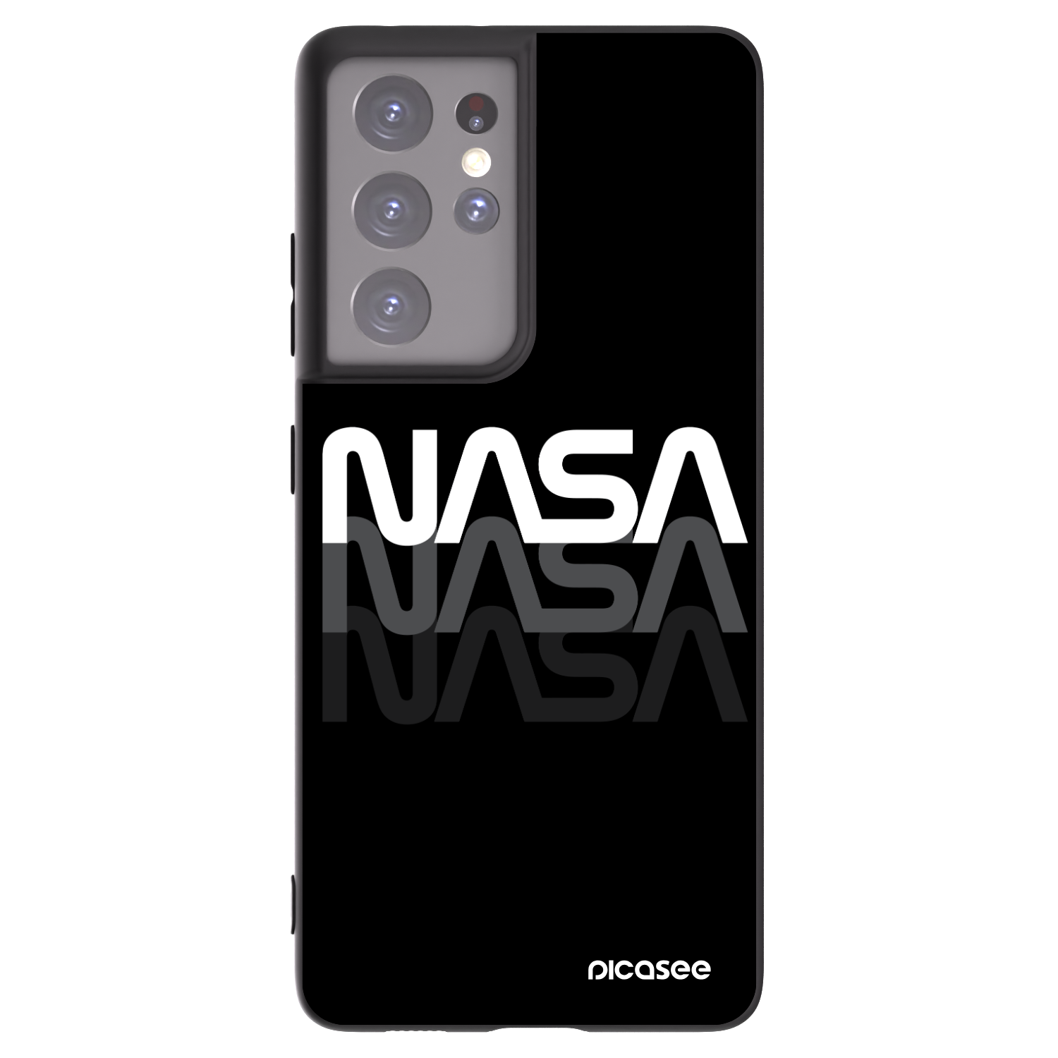 Picasee crna silikonska maskica za Samsung Galaxy S21 Ultra 5G G998B - NASA Triple