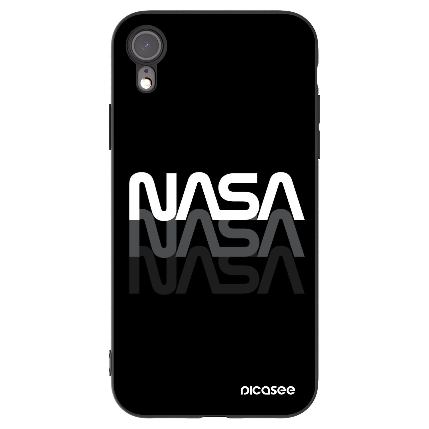 Picasee crna silikonska maskica za Apple iPhone XR - NASA Triple