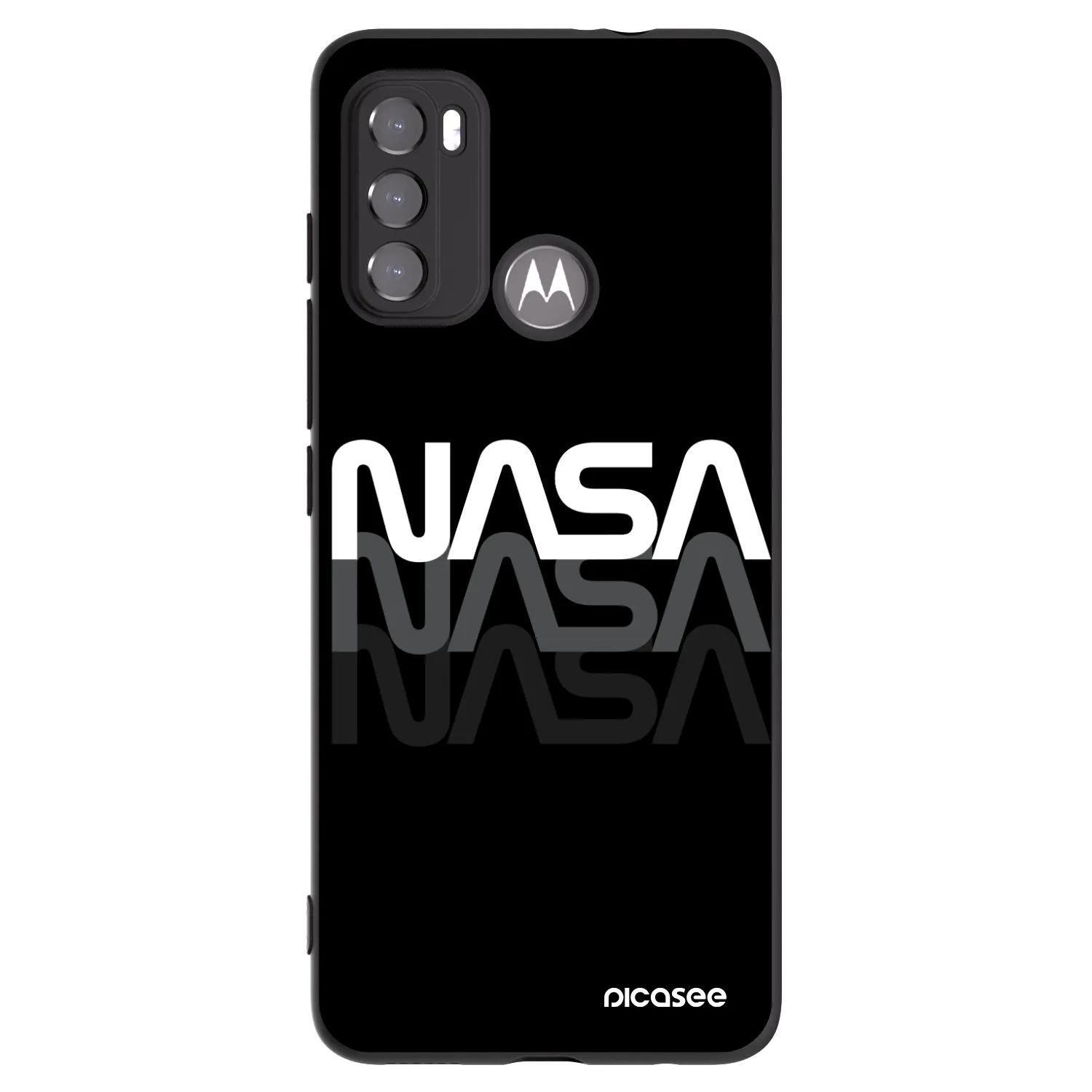 Picasee crna silikonska maskica za Motorola Moto G60 - NASA Triple