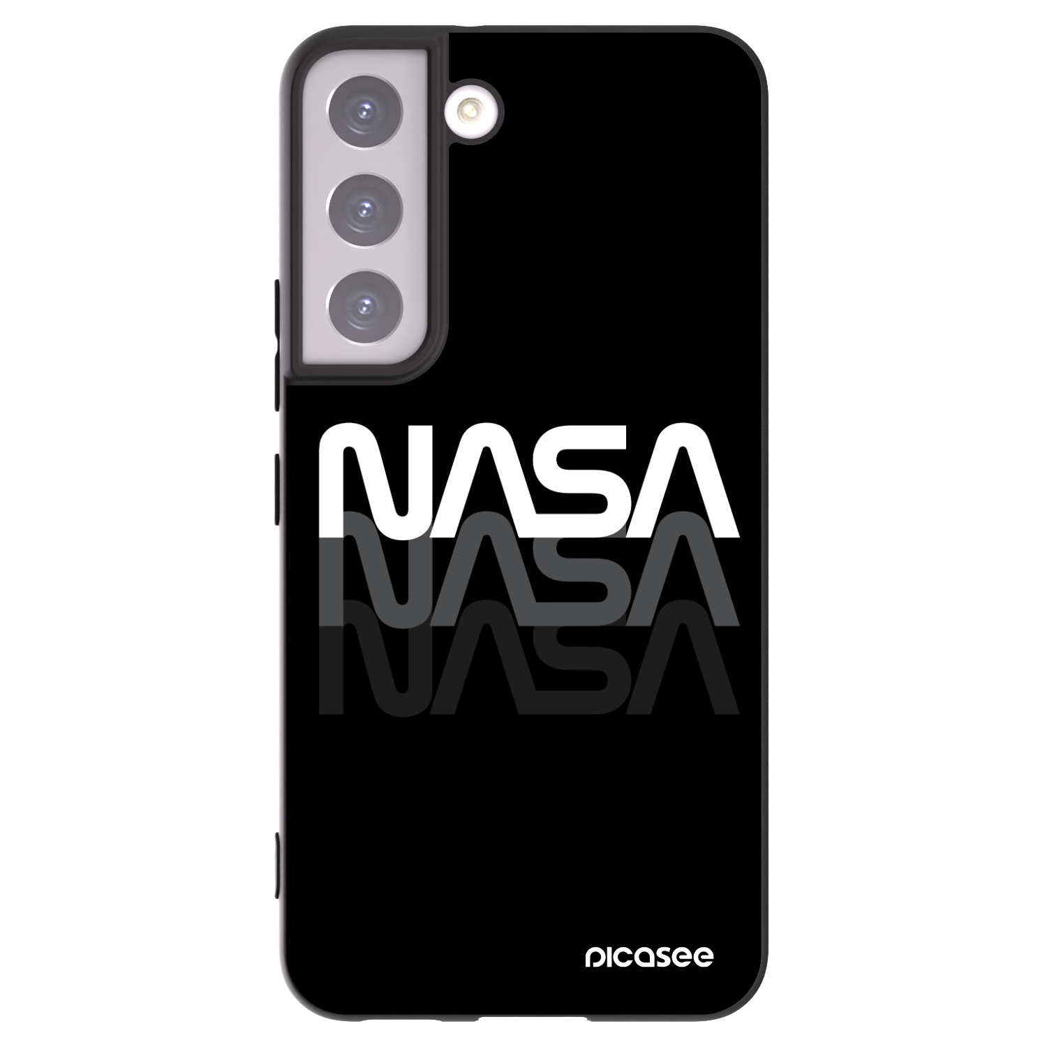 Picasee crna silikonska maskica za Samsung Galaxy S22 5G - NASA Triple