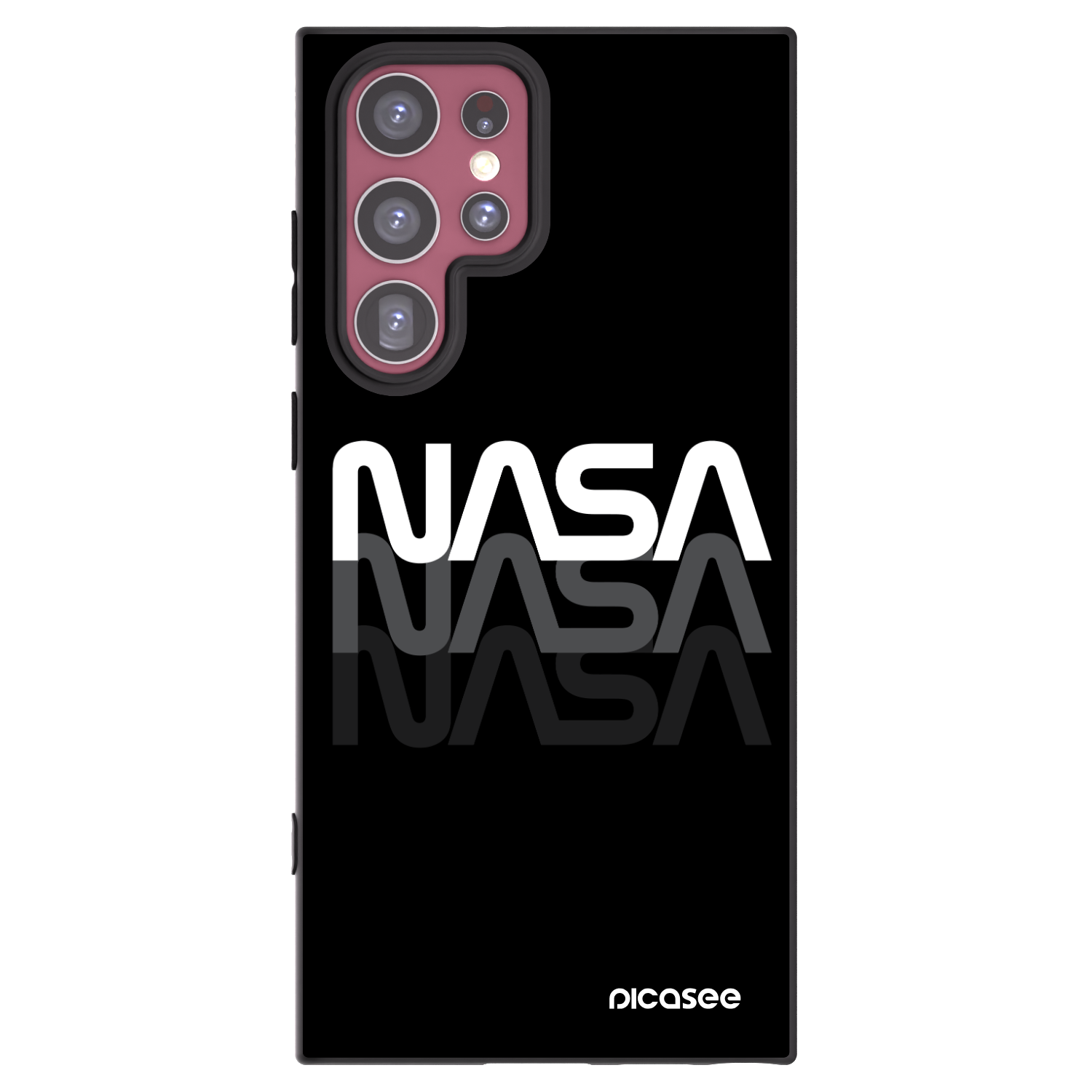 Picasee crna silikonska maskica za Samsung Galaxy S22 Ultra 5G - NASA Triple