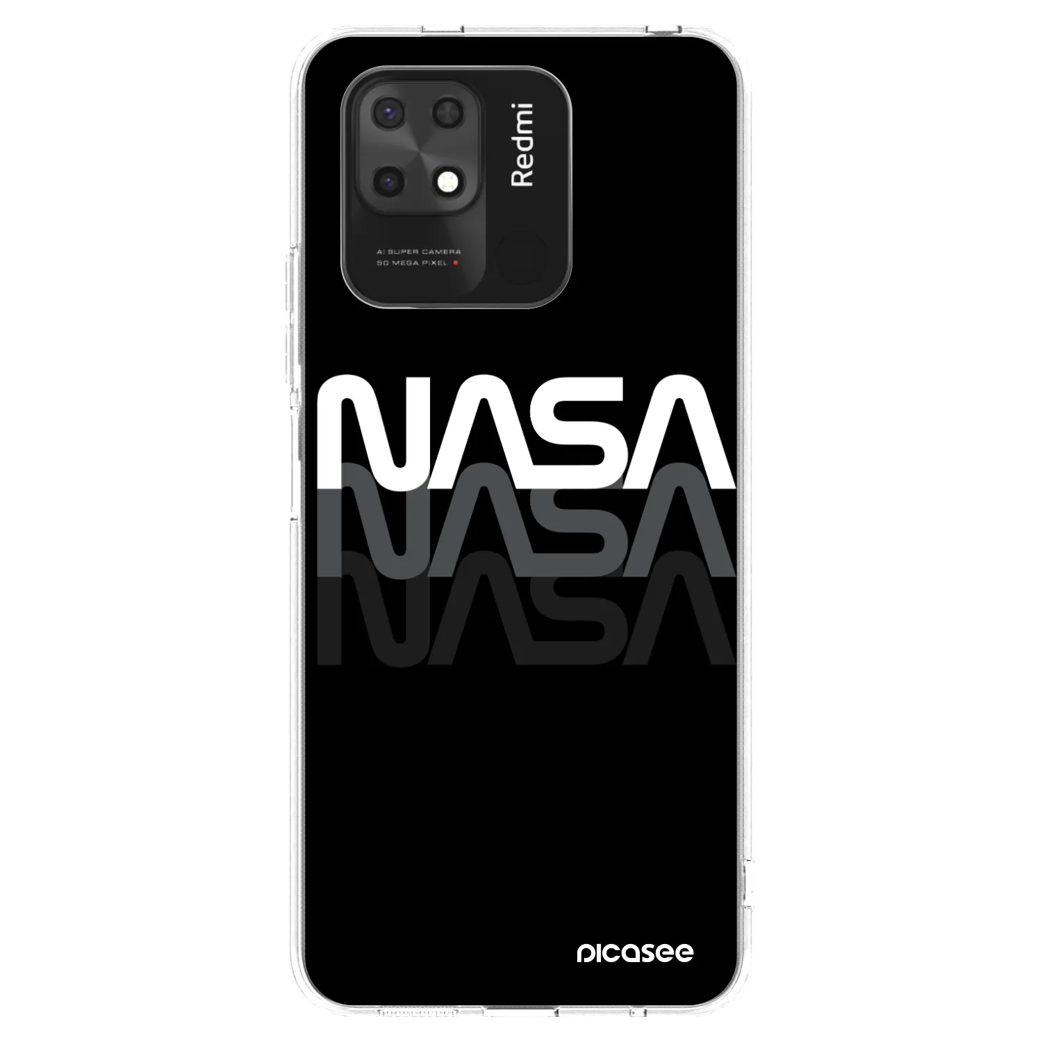 Picasee silikonska prozirna maskica za Xiaomi Redmi 10C - NASA Triple