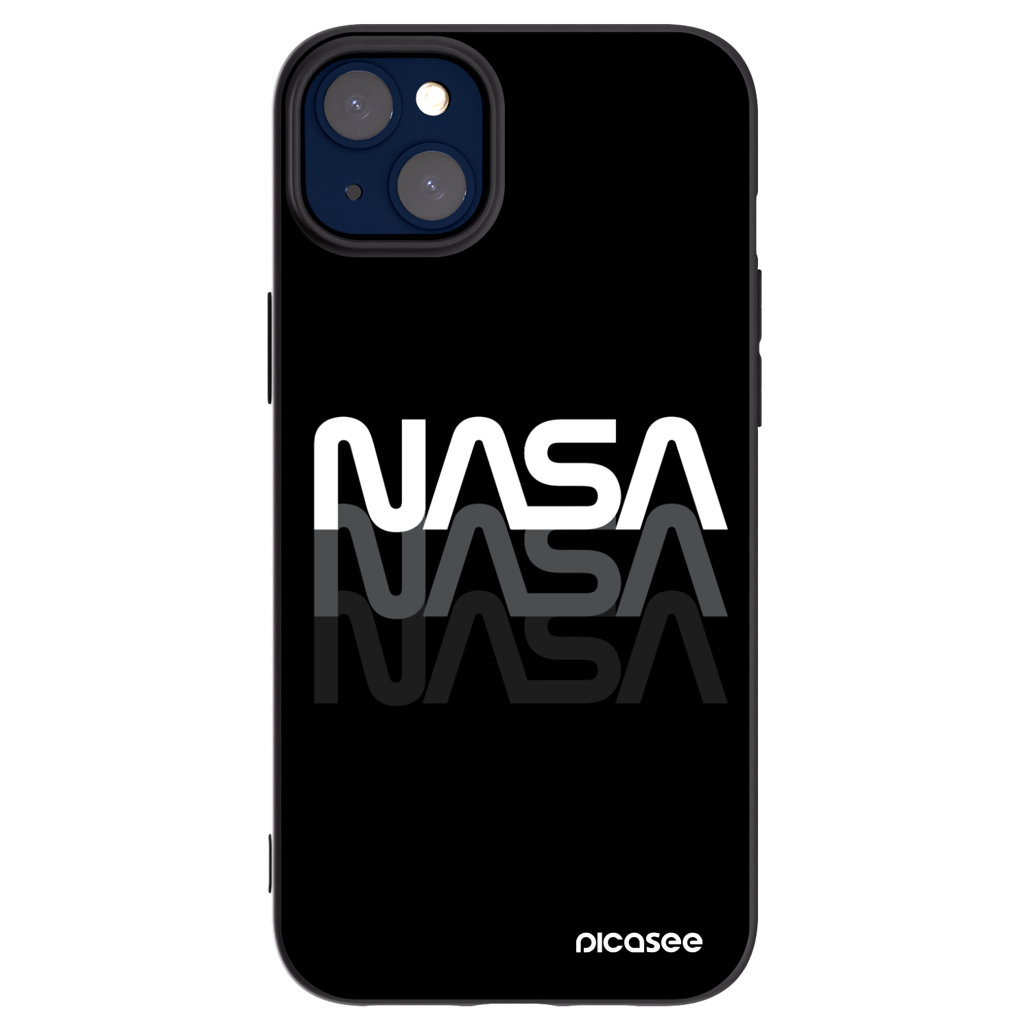 Picasee crna silikonska maskica za Apple iPhone 14 Plus - NASA Triple