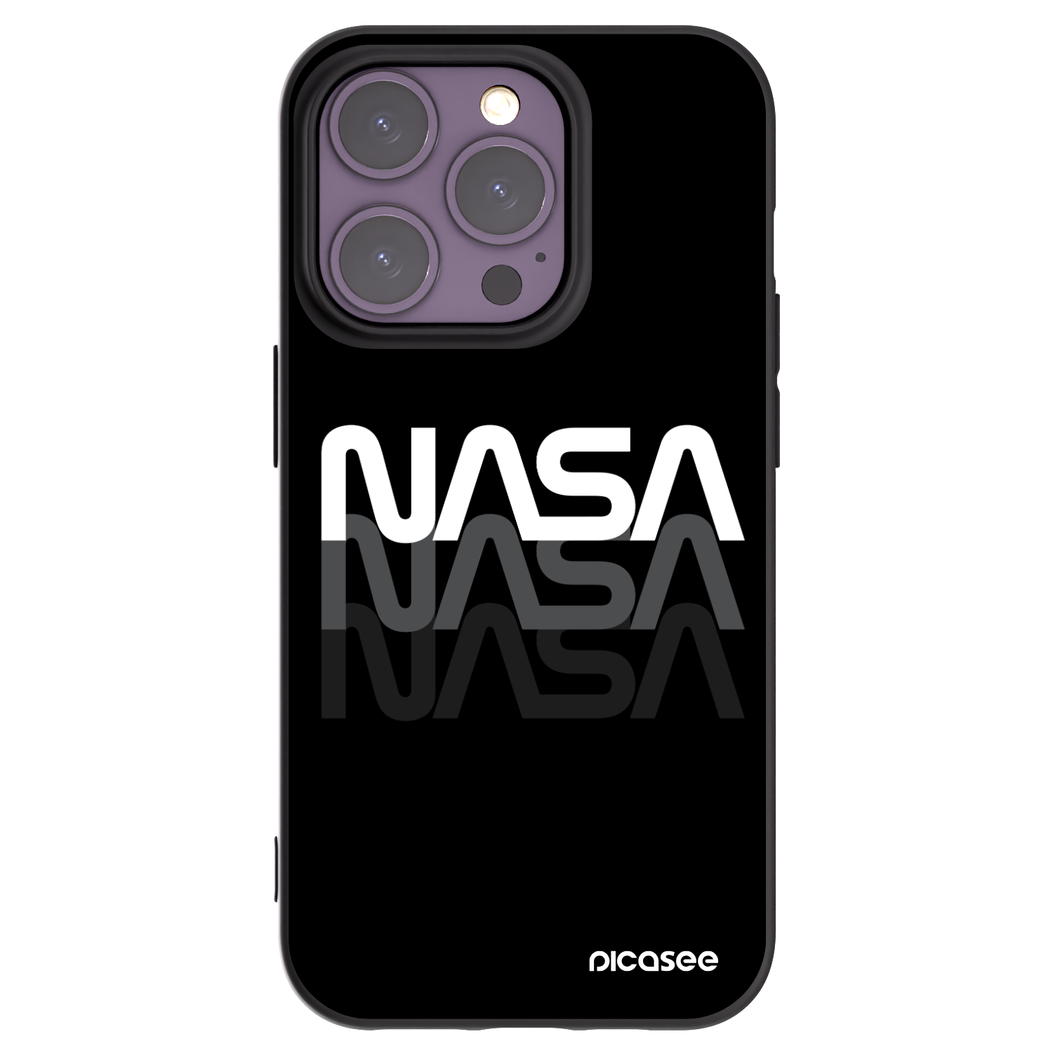 Picasee crna silikonska maskica za Apple iPhone 14 Pro - NASA Triple