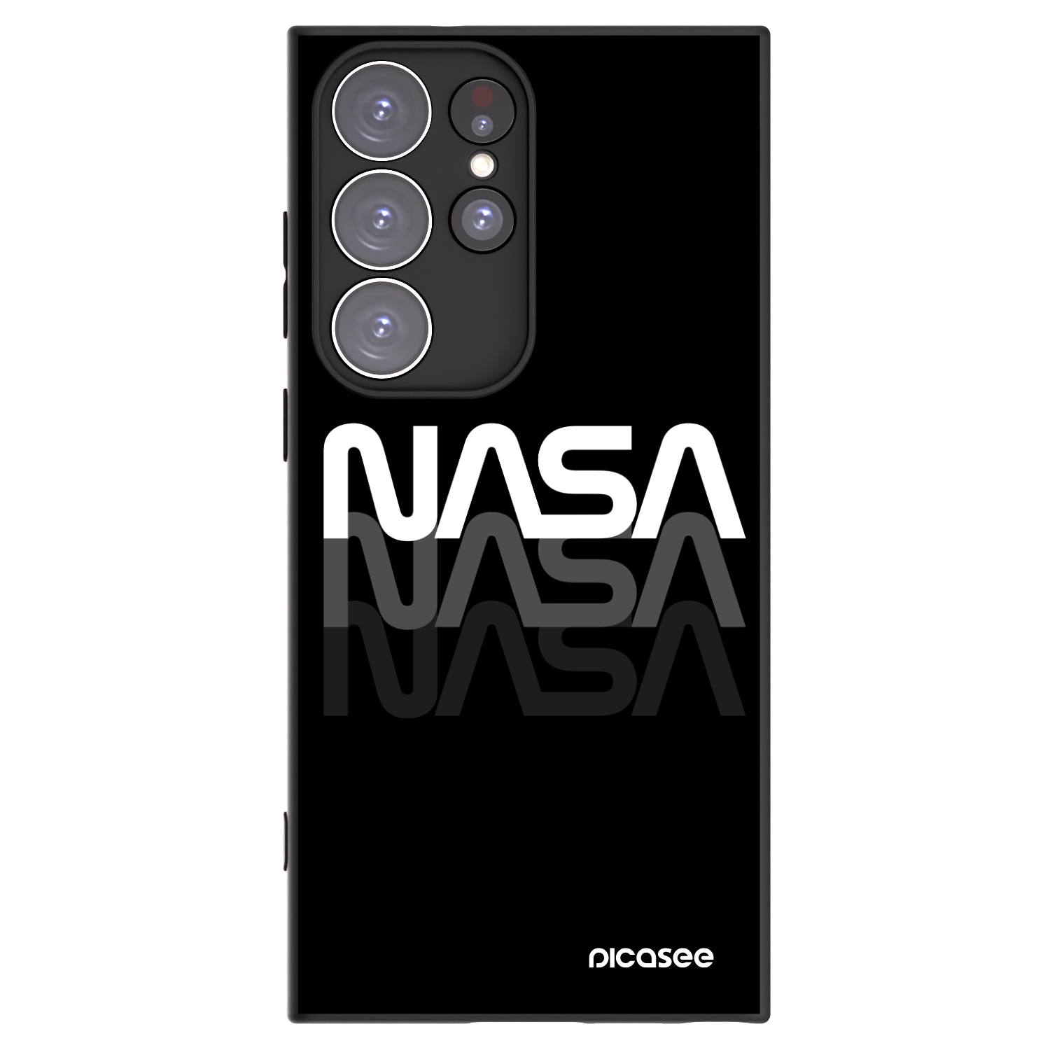 Picasee crna silikonska maskica za Samsung Galaxy S23 Ultra 5G - NASA Triple