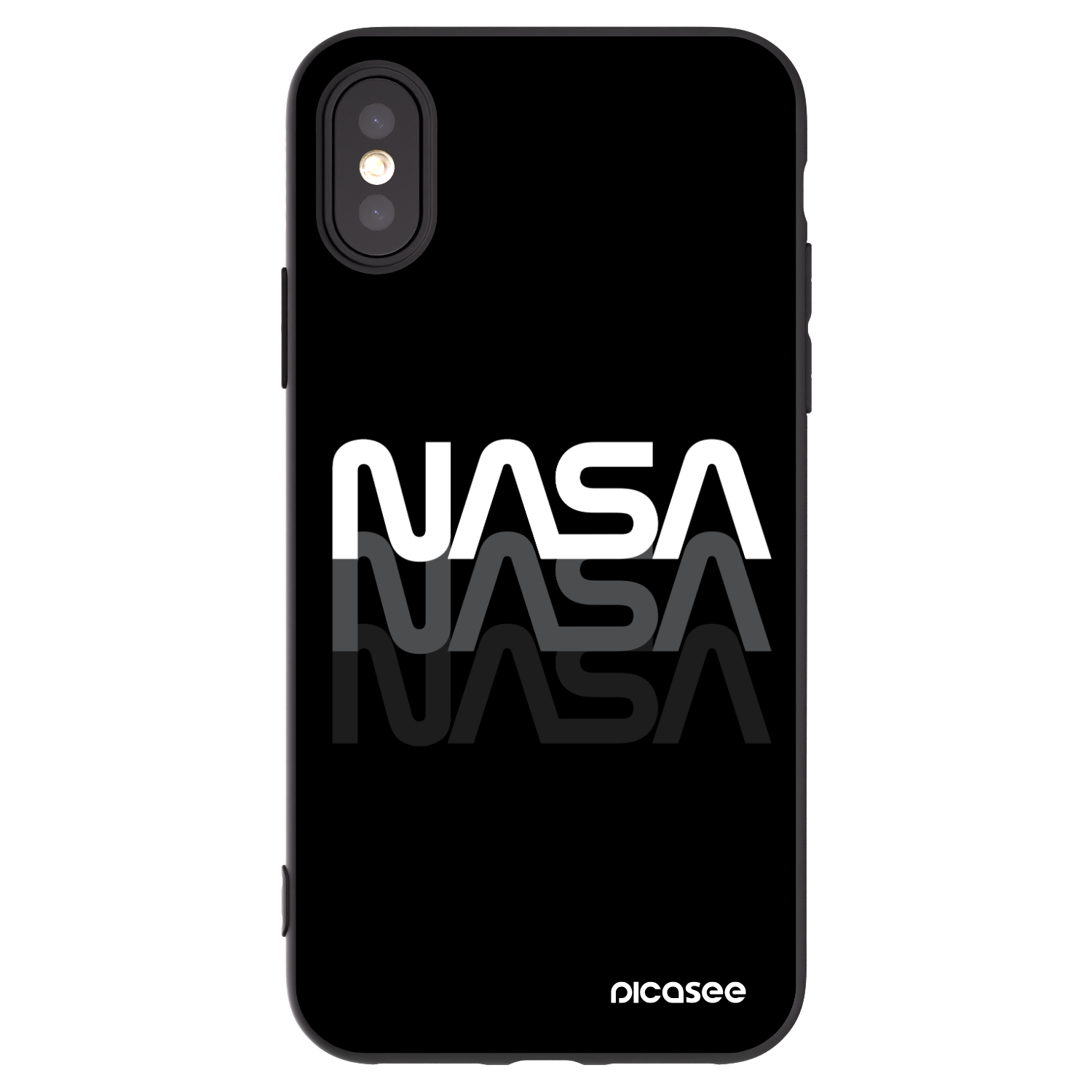 Picasee crna silikonska maskica za Apple iPhone X/XS - NASA Triple