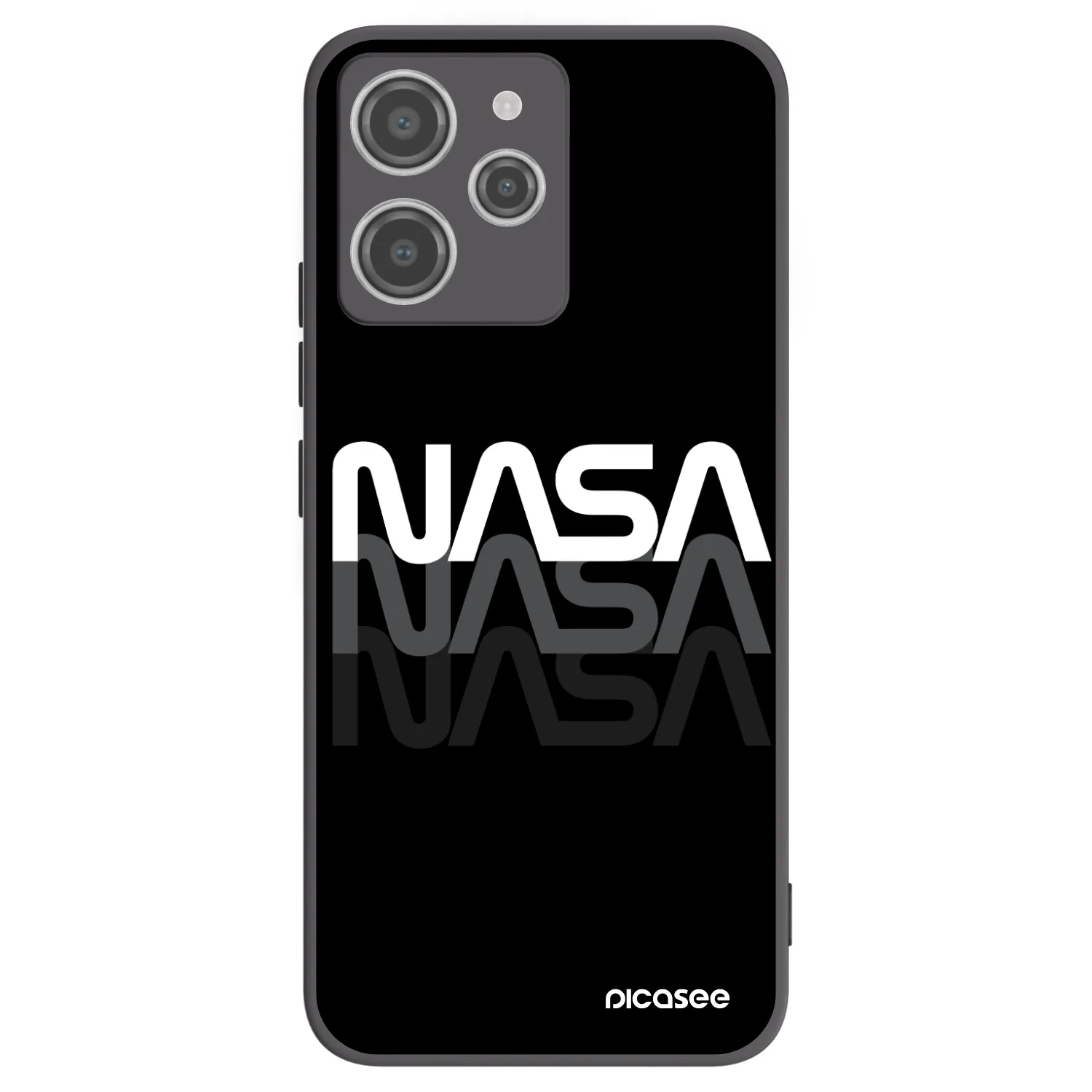 Picasee crna silikonska maskica za Xiaomi Redmi 12 4G - NASA Triple
