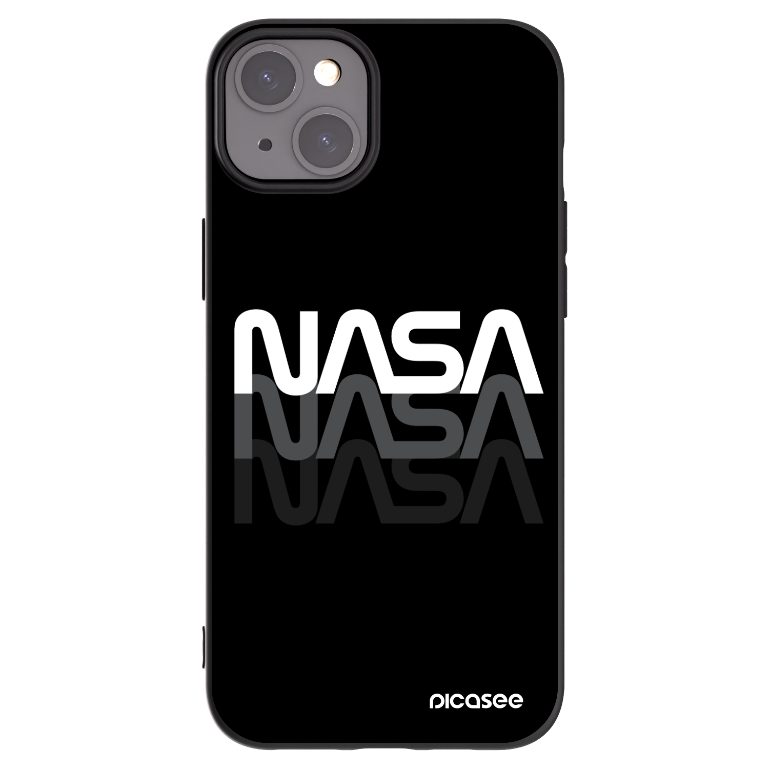 Picasee crna silikonska maskica za Apple iPhone 15 Plus - NASA Triple