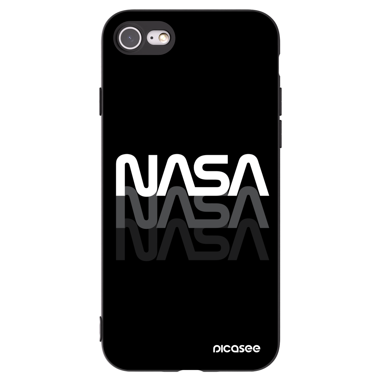 Picasee crna silikonska maskica za Apple iPhone 8 - NASA Triple