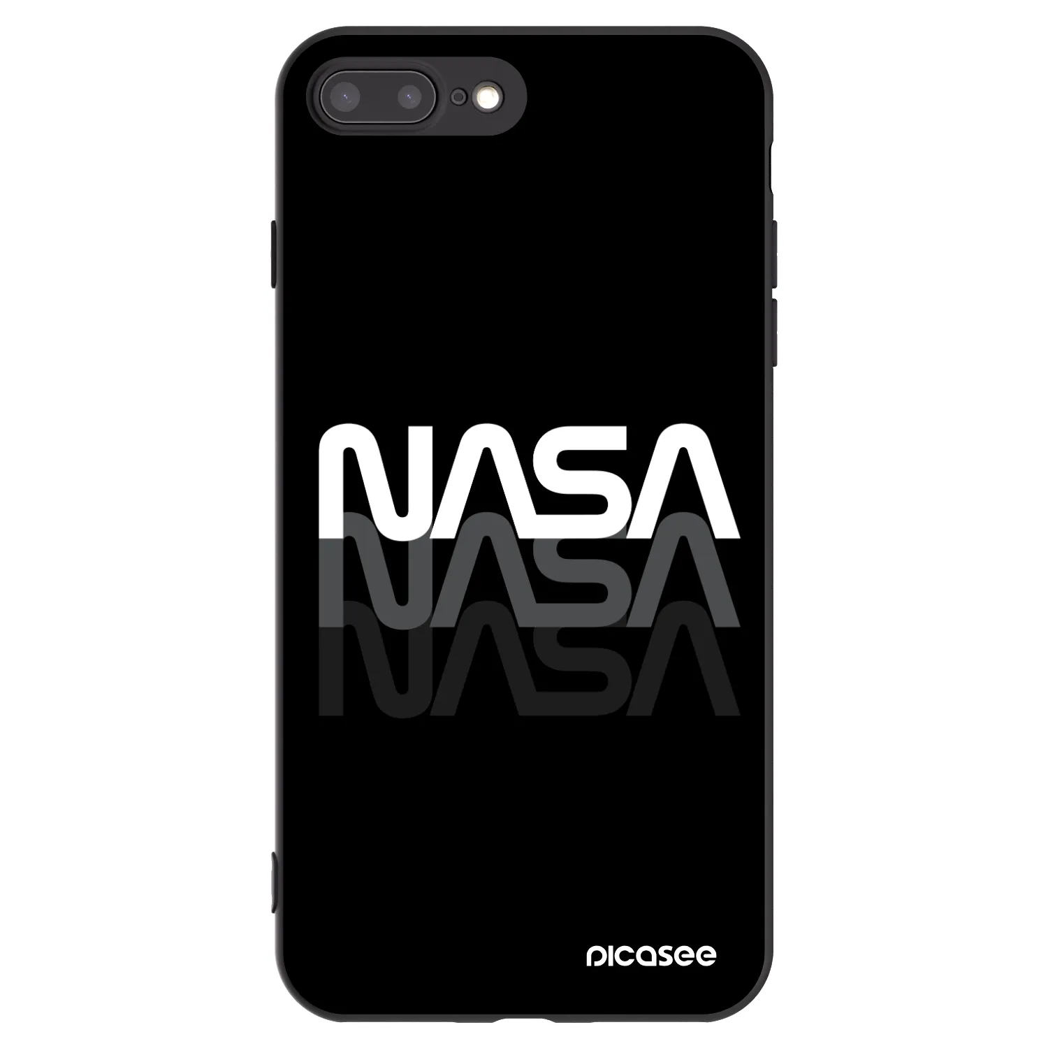 Picasee crna silikonska maskica za Apple iPhone 8 Plus - NASA Triple