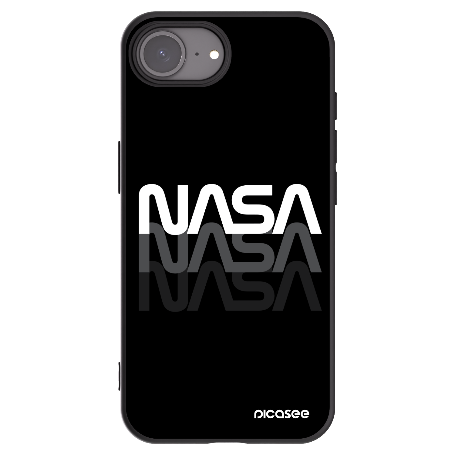 Picasee crna silikonska maskica za Apple iPhone 16e - NASA Triple