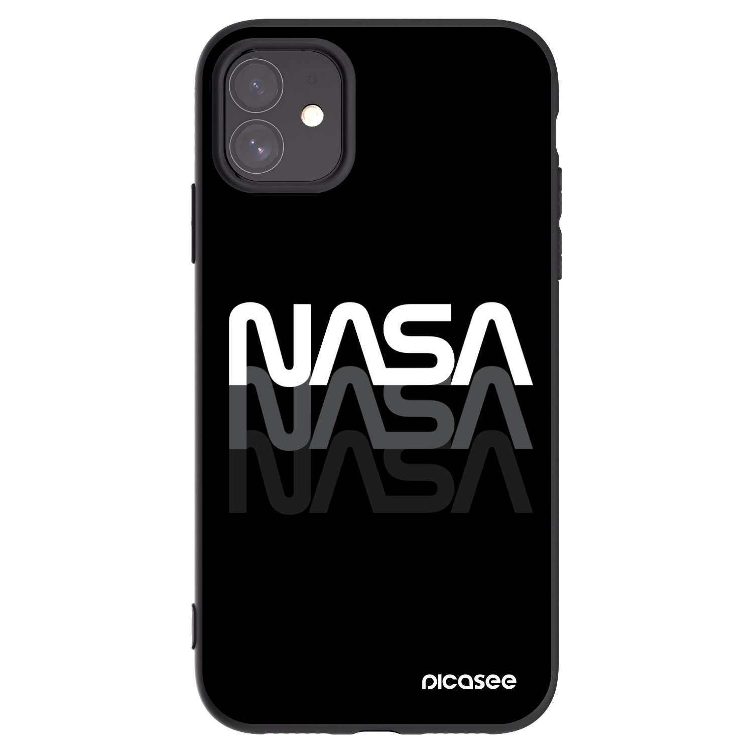 Picasee crna silikonska maskica za Apple iPhone 11 - NASA Triple
