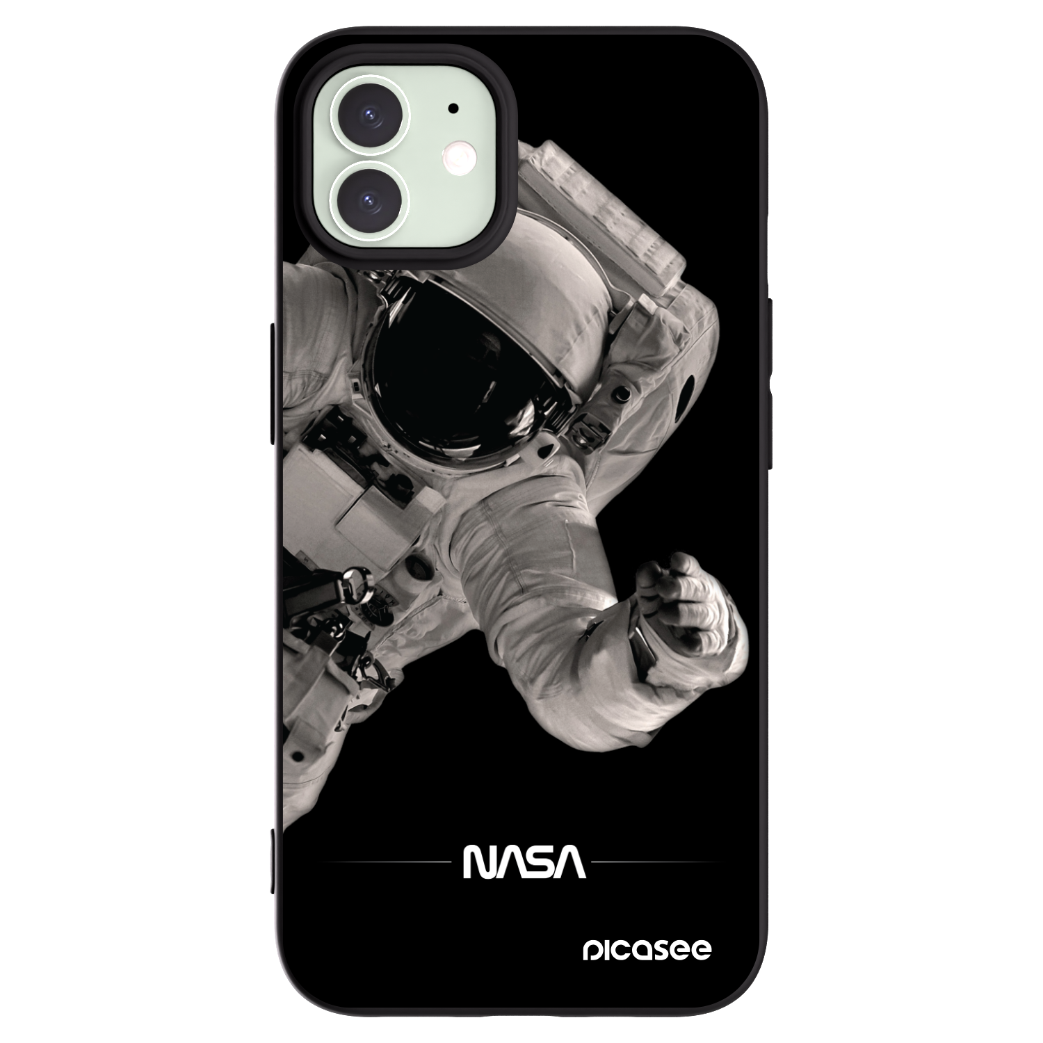 Picasee crna silikonska maskica za Apple iPhone 12 - Astronaut Big