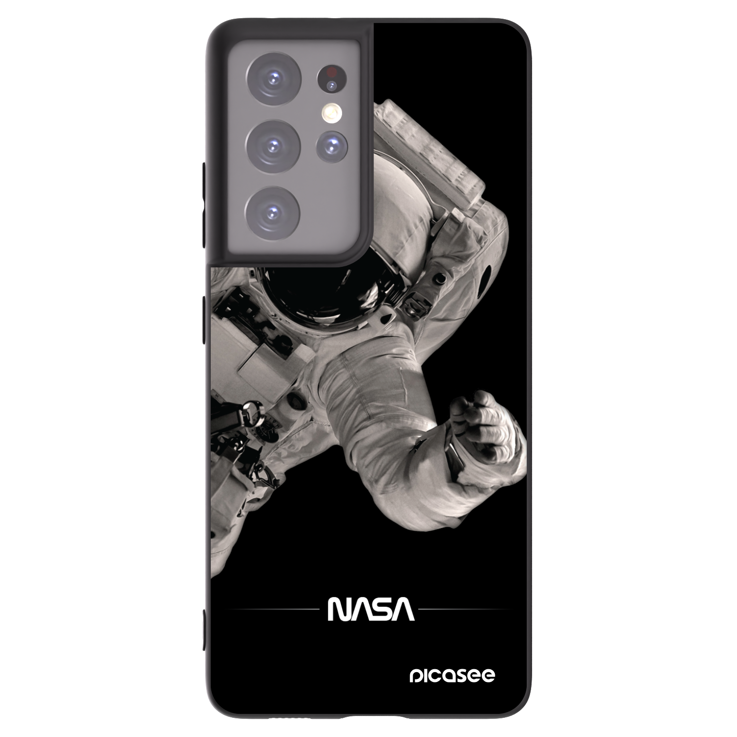 Picasee crna silikonska maskica za Samsung Galaxy S21 Ultra 5G G998B - Astronaut Big