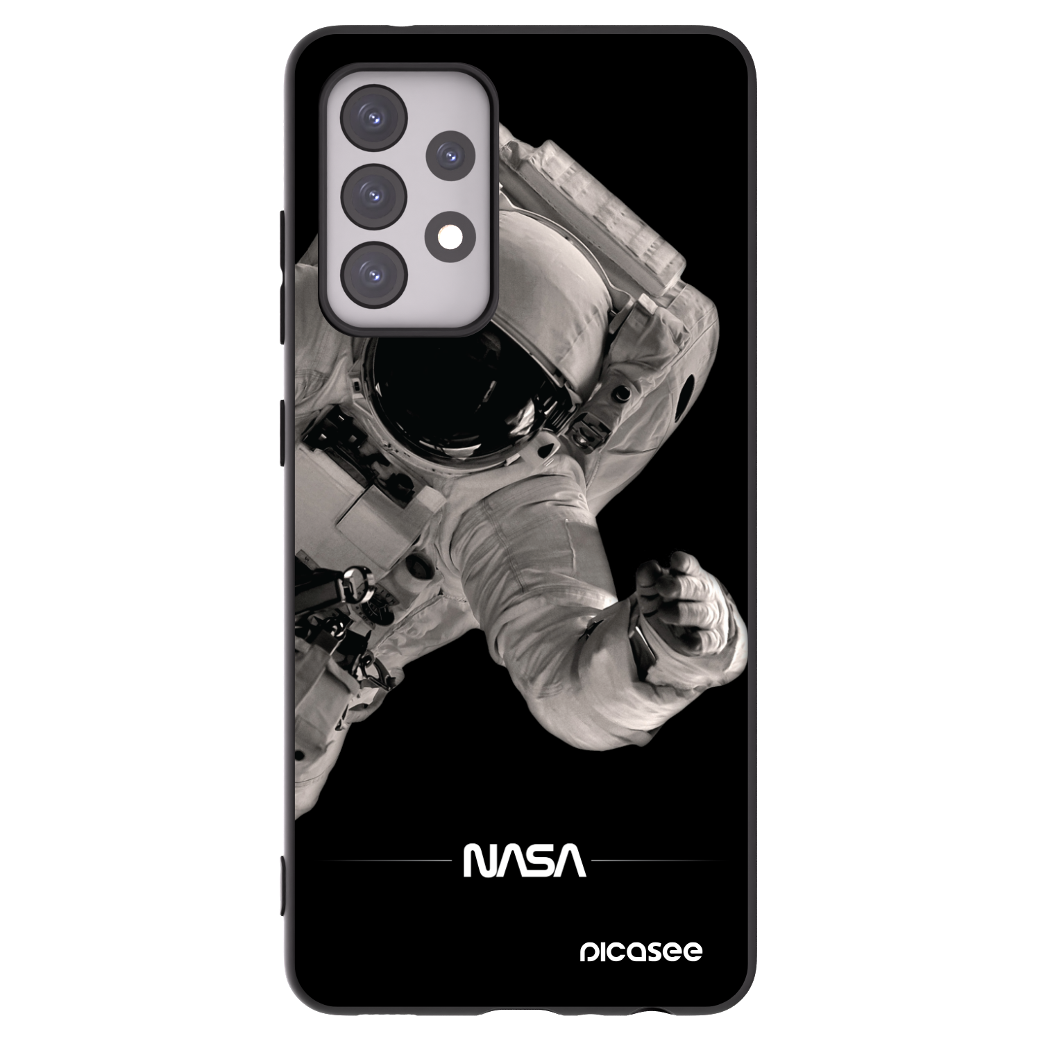 Picasee crna silikonska maskica za Samsung Galaxy A52 5G A525F - Astronaut Big