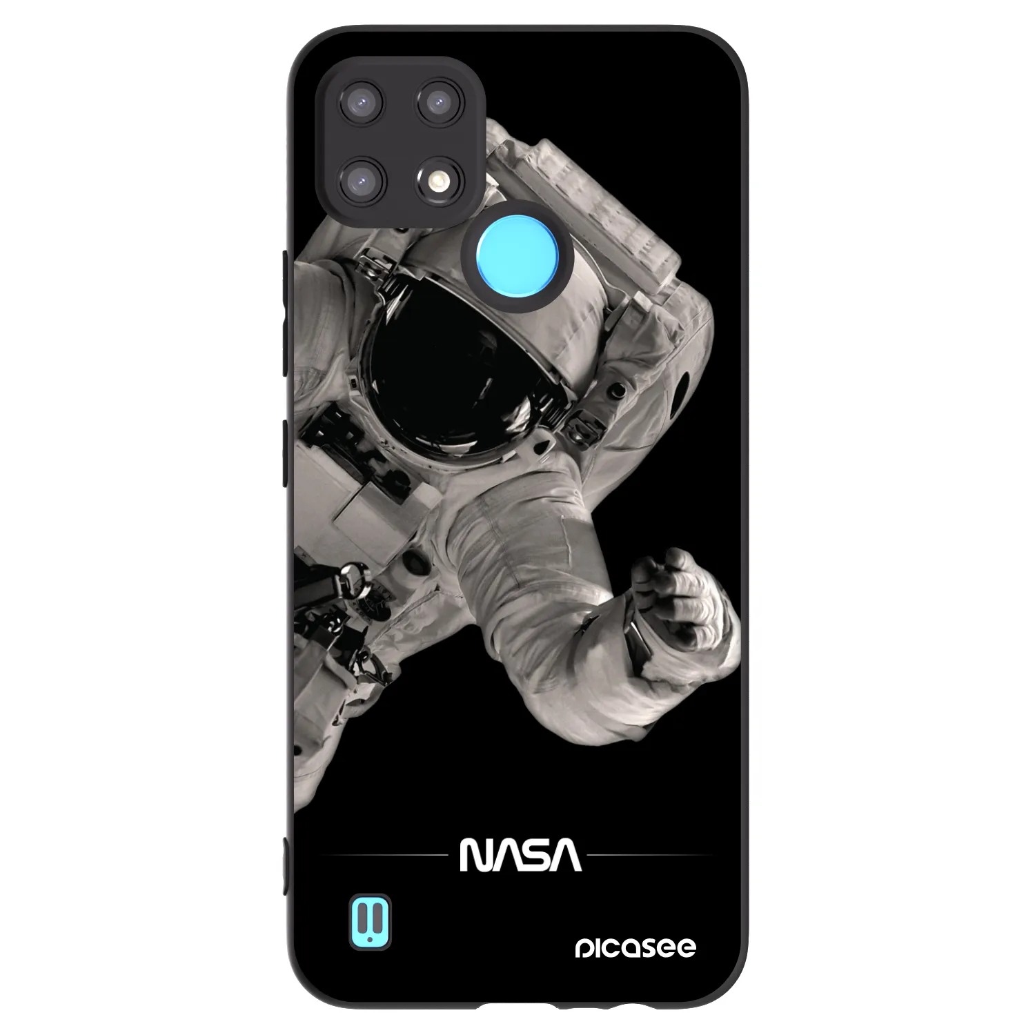 Picasee crna silikonska maskica za Realme C21 - Astronaut Big