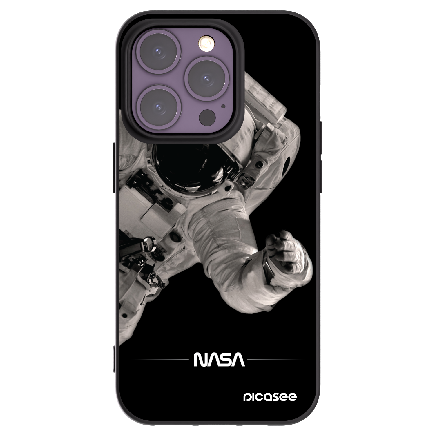 Picasee crna silikonska maskica za Apple iPhone 14 Pro - Astronaut Big