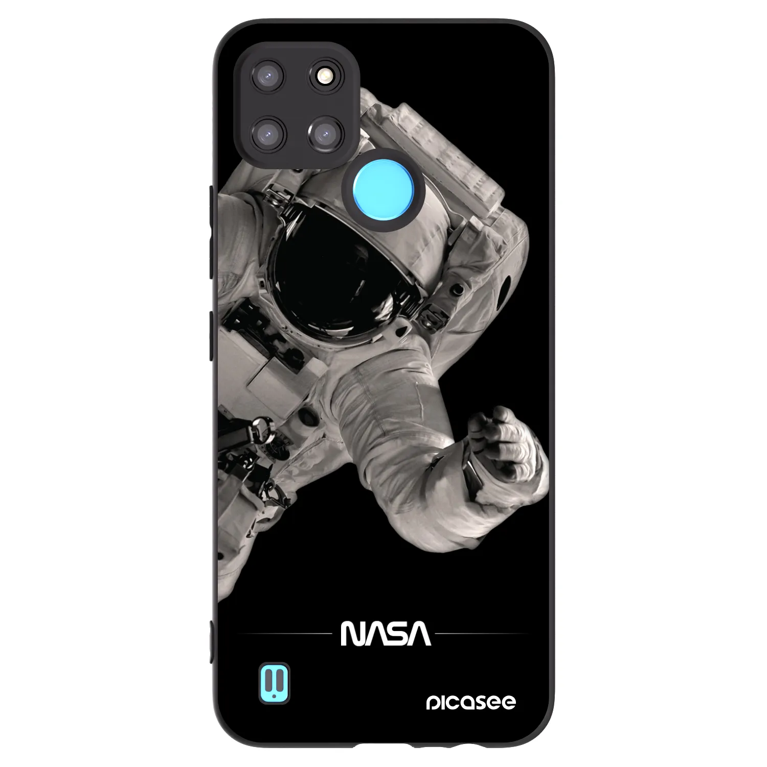 Picasee crna silikonska maskica za Realme C21Y - Astronaut Big