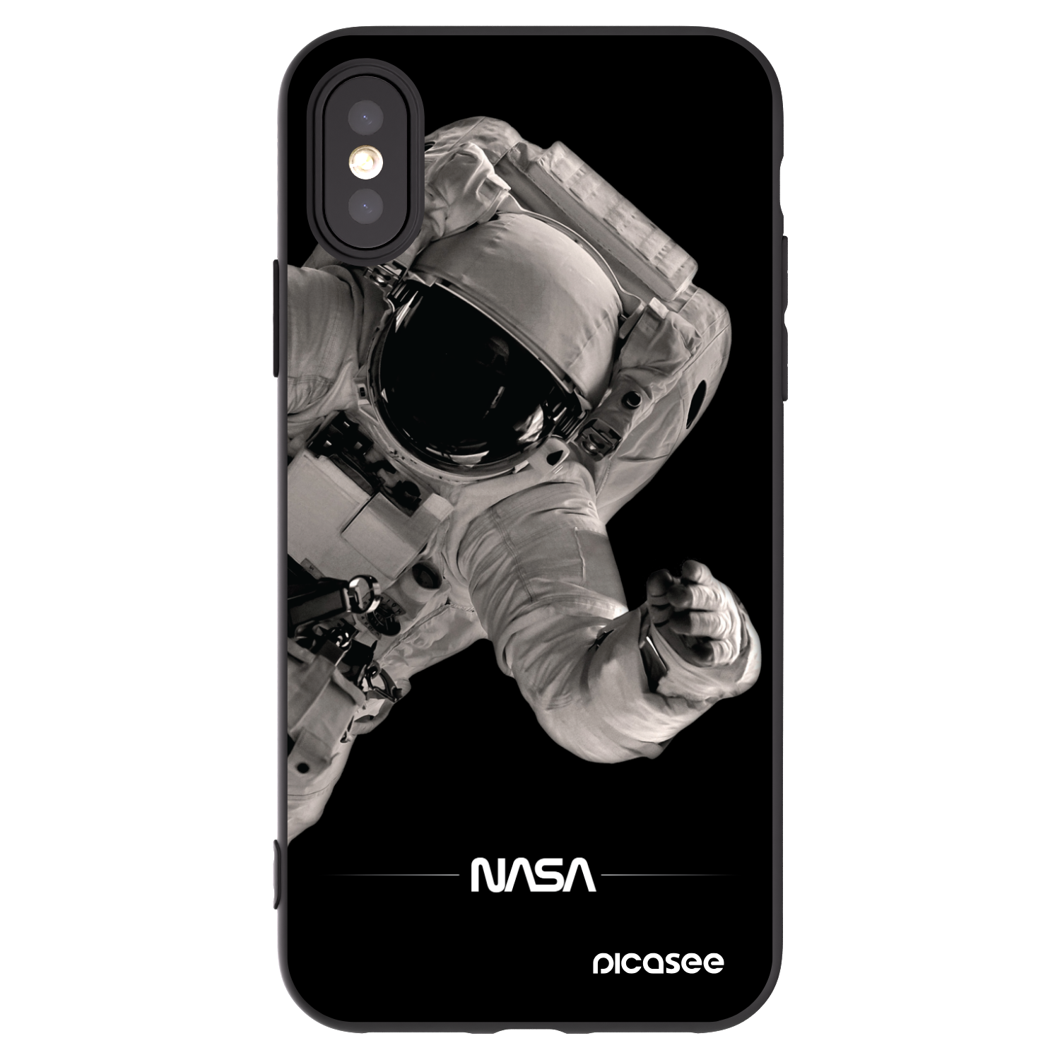 Picasee crna silikonska maskica za Apple iPhone X/XS - Astronaut Big