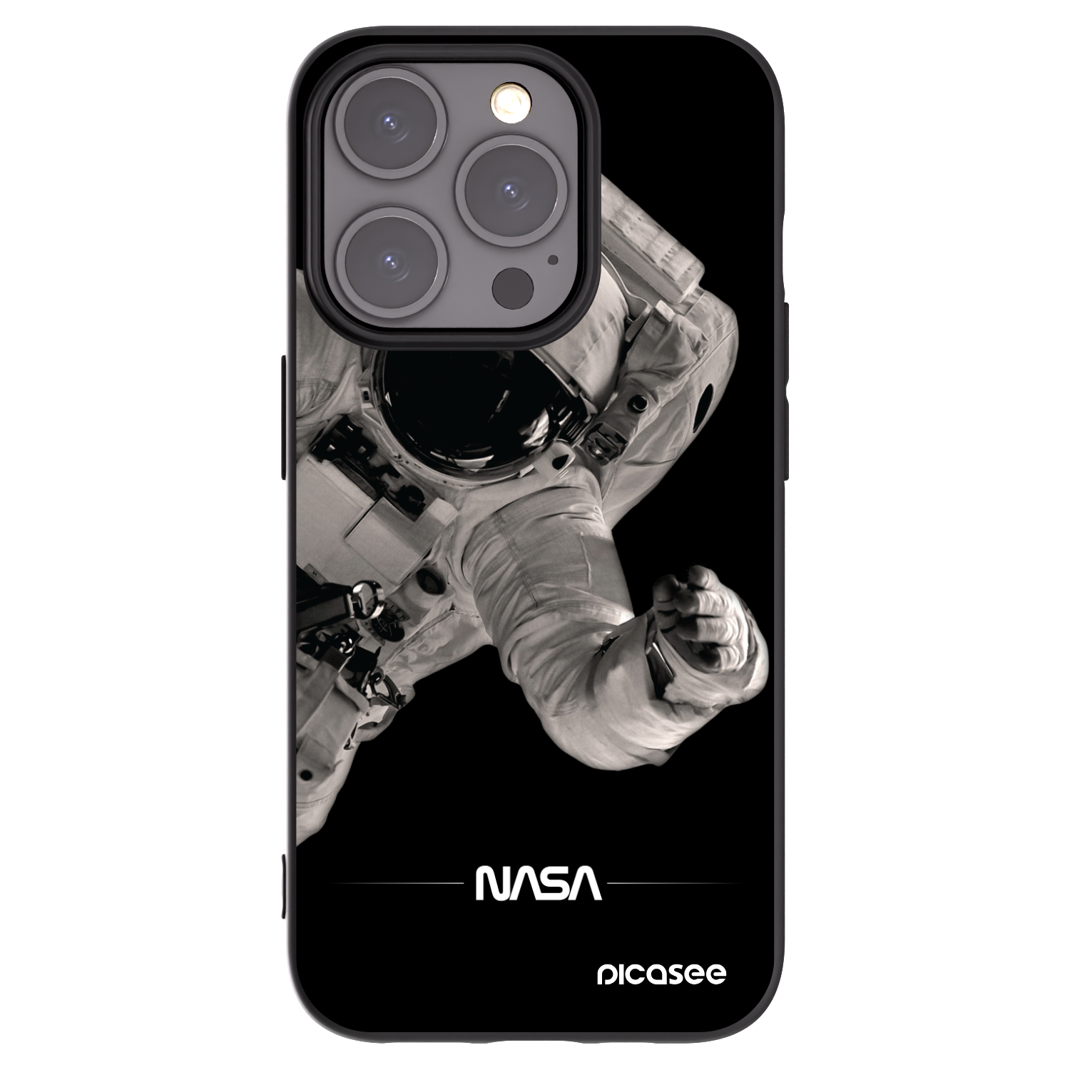 Picasee crna silikonska maskica za Apple iPhone 15 Pro - Astronaut Big