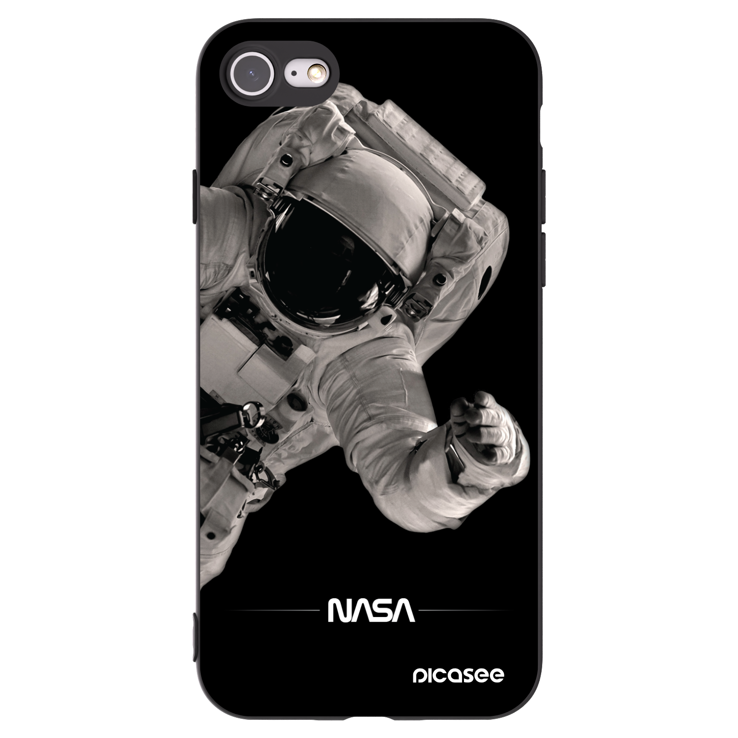 Picasee crna silikonska maskica za Apple iPhone 7 - Astronaut Big