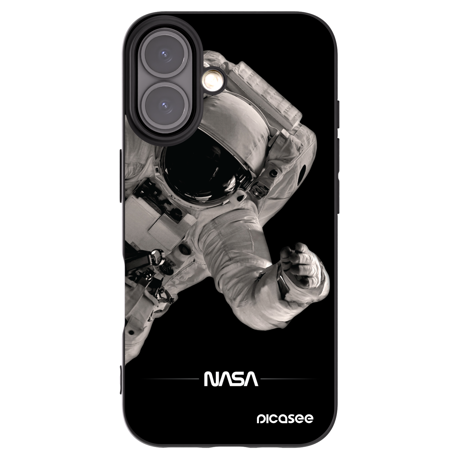 Picasee crna silikonska maskica za Apple iPhone 16 - Astronaut Big