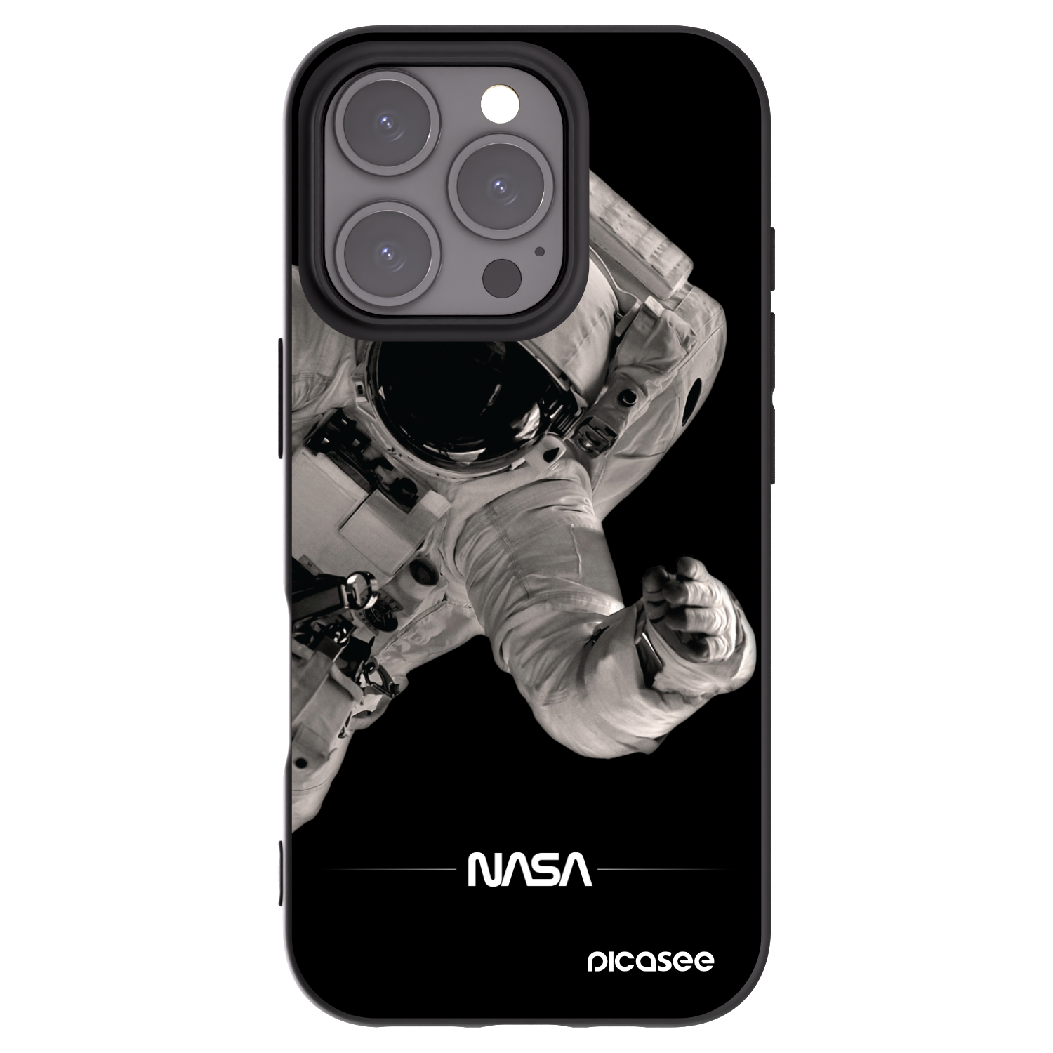 Picasee crna silikonska maskica za Apple iPhone 16 Pro - Astronaut Big