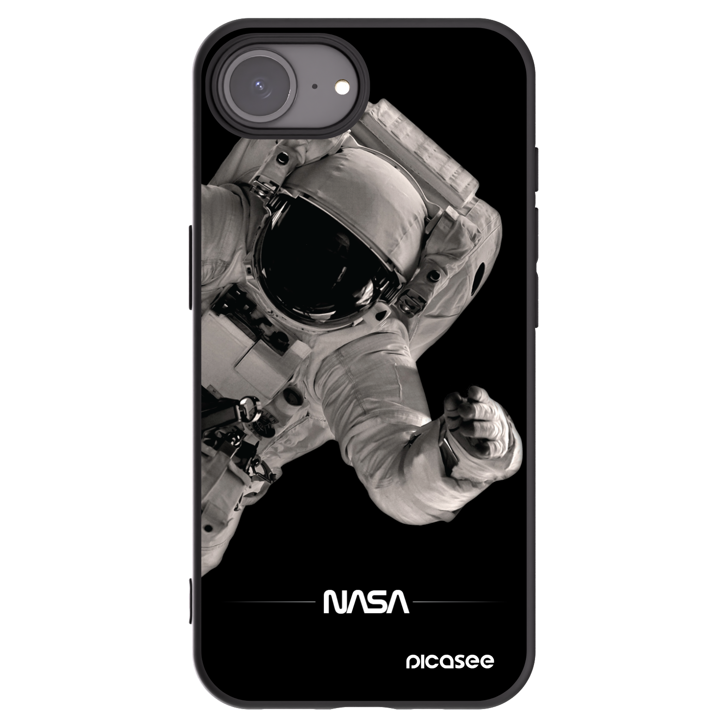 Picasee crna silikonska maskica za Apple iPhone 16e - Astronaut Big