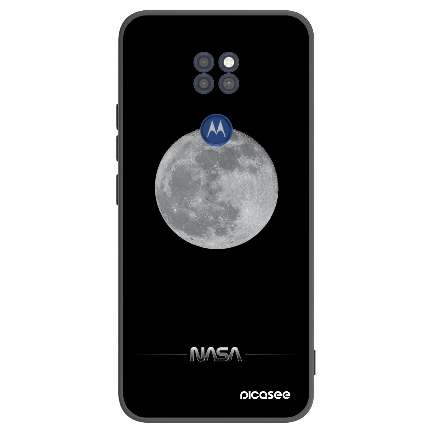 Picasee crna silikonska maskica za Motorola Moto G9 Play - Moon Minimal