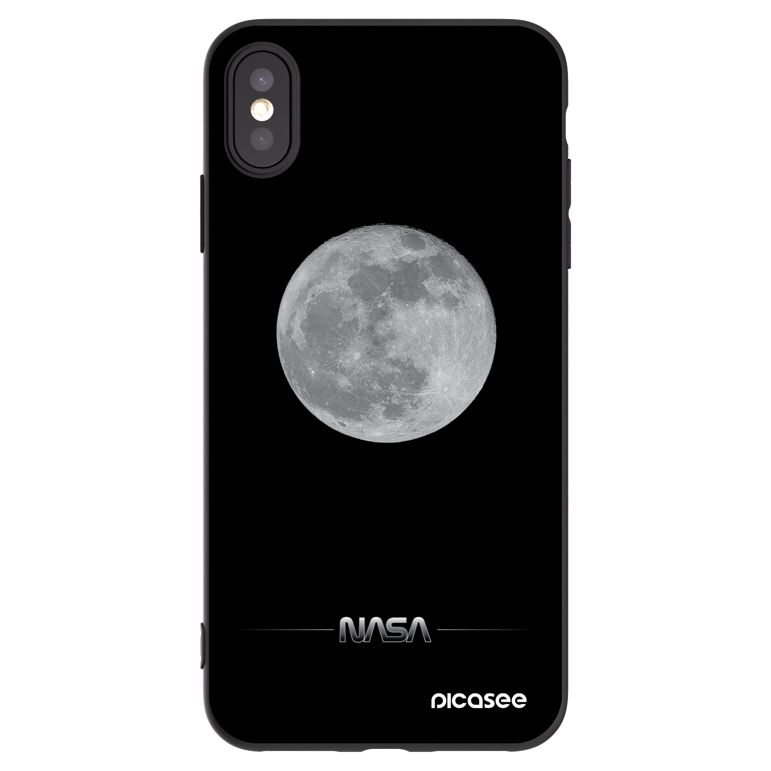 Picasee crna silikonska maskica za Apple iPhone XS Max - Moon Minimal