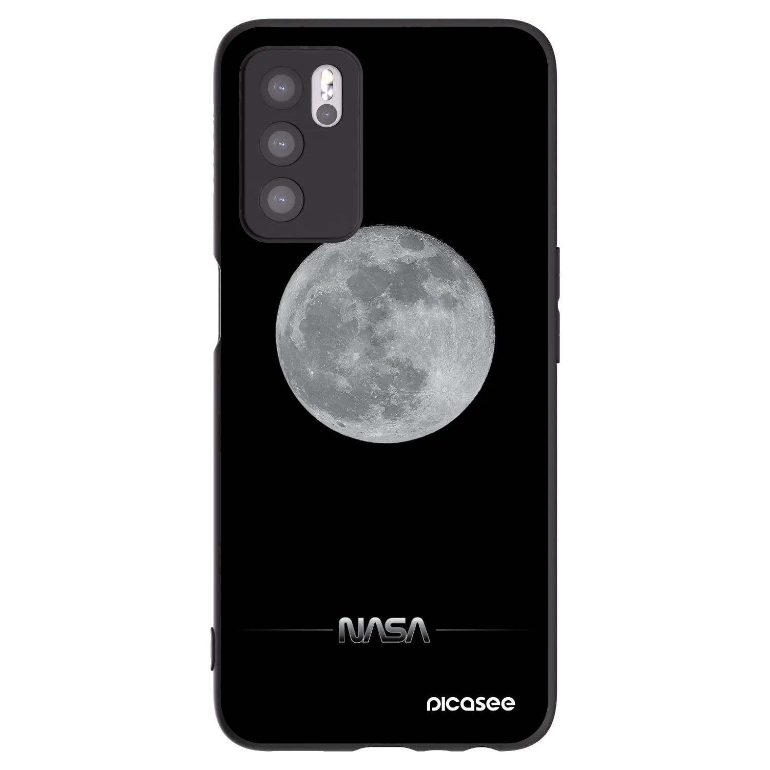 Picasee crna silikonska maskica za OPPO A16 - Moon Minimal