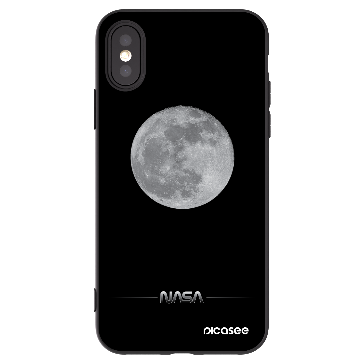 Picasee crna silikonska maskica za Apple iPhone X/XS - Moon Minimal
