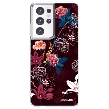 Picasee silikonska prozirna maskica za Samsung Galaxy S21 Ultra 5G G998B - Dark Meadow