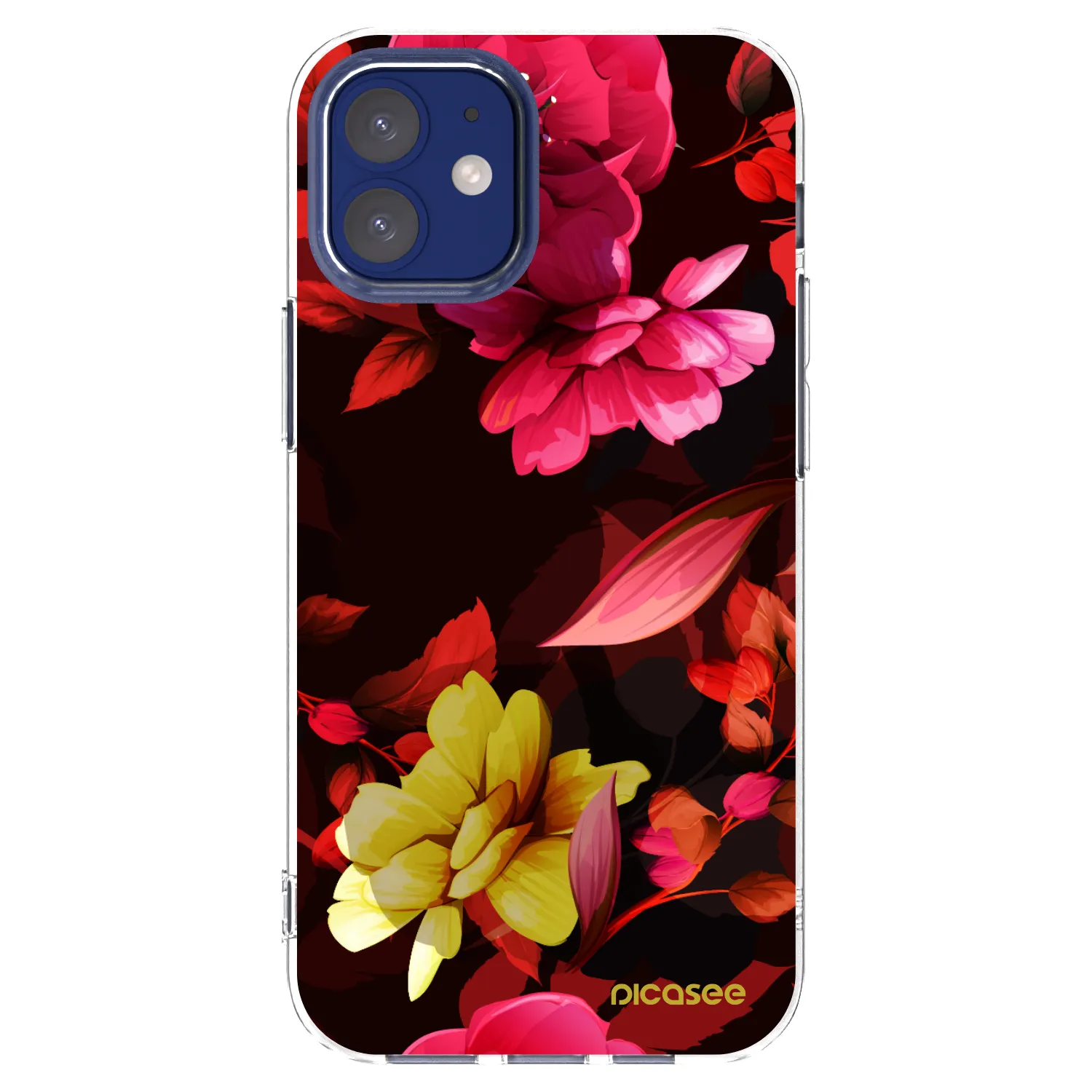 Picasee silikonska prozirna maskica za Apple iPhone 12 mini - Dark Peonny